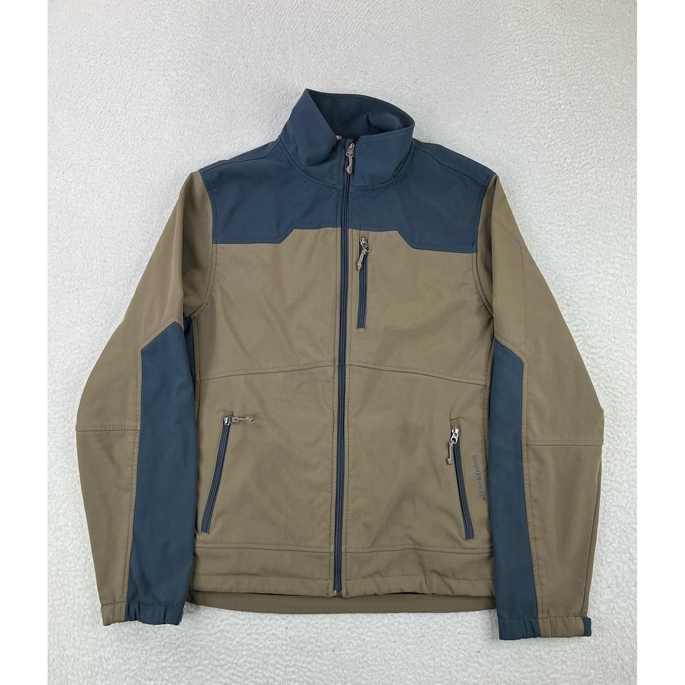 Black Diamond Mens Large Brown Softshell Fleece Lined Full Zip Jacket Hiking L